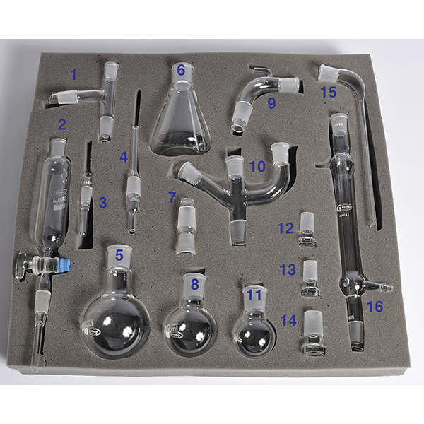 DELUXE ORGANIC CHEMISTRY GLASSWARE KIT, 16 PIECES